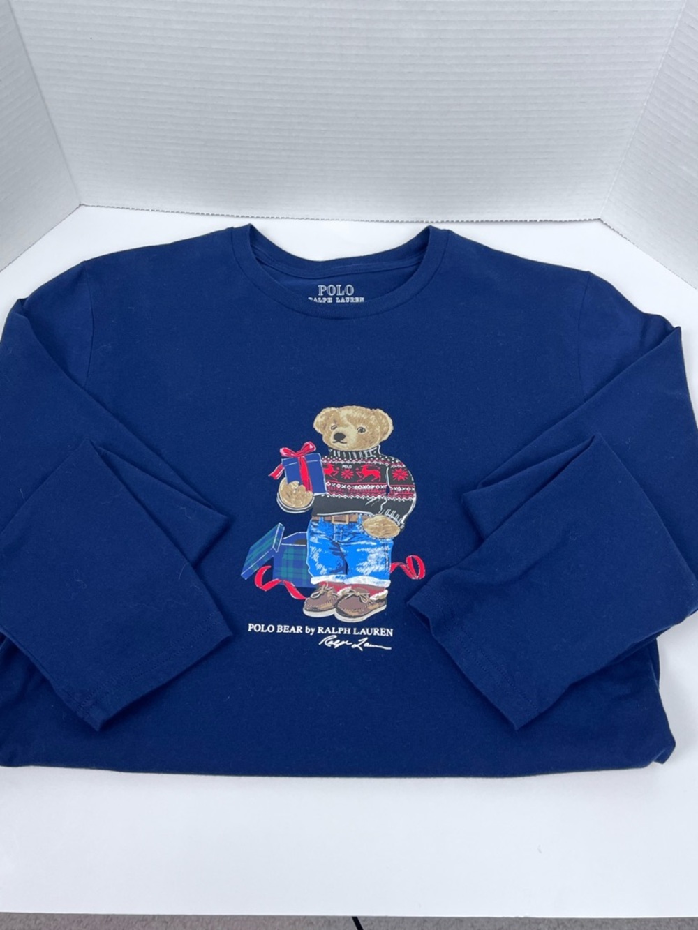 Polo Ralph Lauren Men's Christmas Teddy Bear Long Sleeve Blue T-Shirt Size S